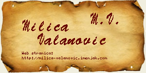 Milica Valanović vizit kartica